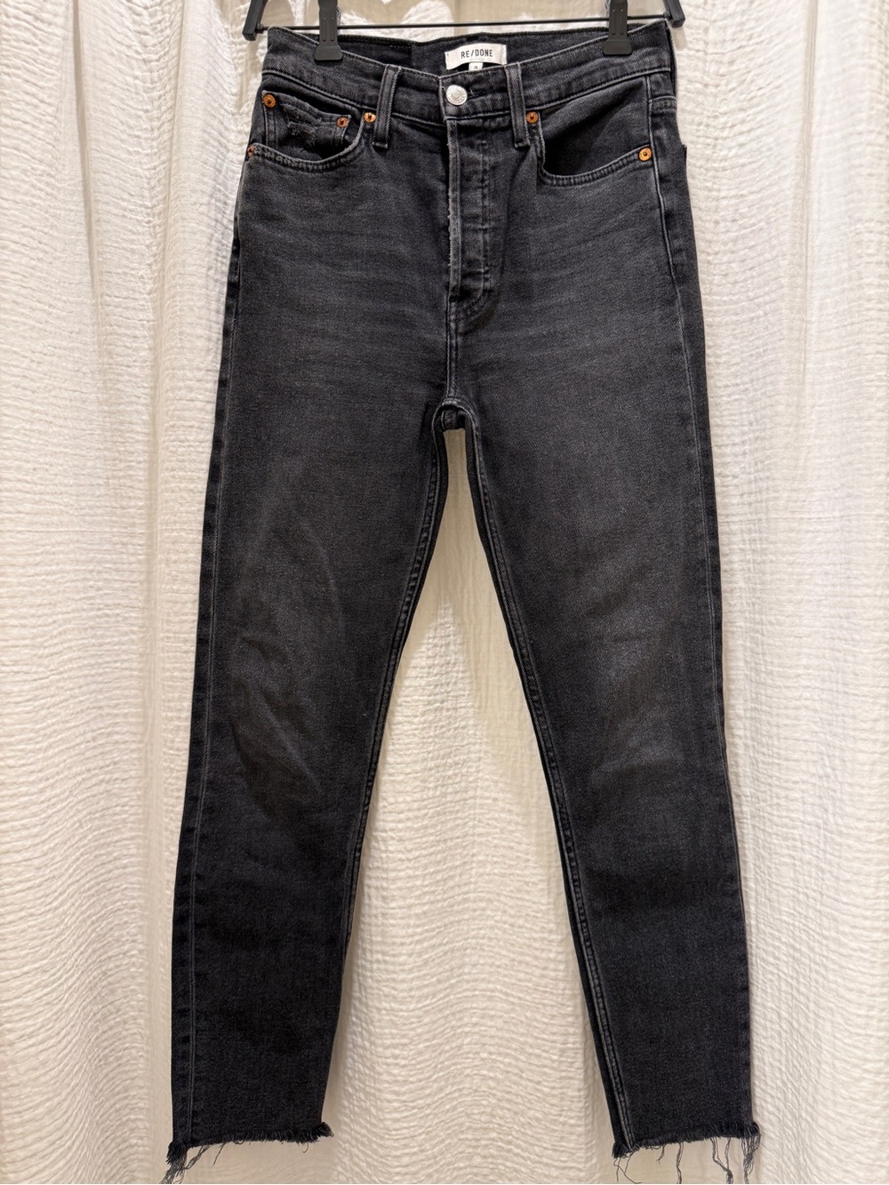 RE/DONE Originals High Rise Straight Leg Jeans Washed Black 26